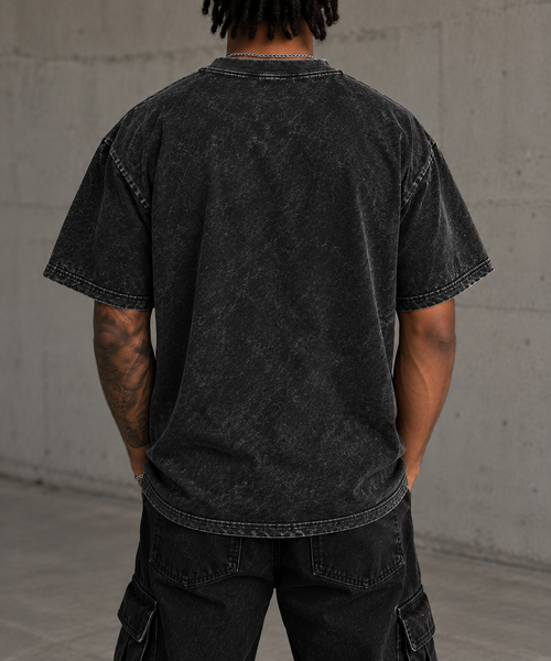 Black Acid Washed T- Shirt - Snakes and Rats