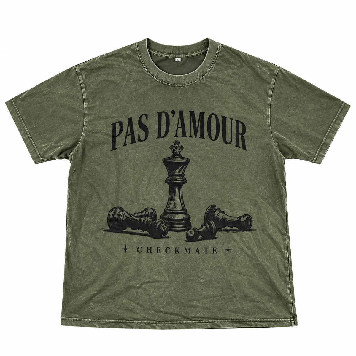 Olive Green Acid Washed T-Shirt - Checkmate