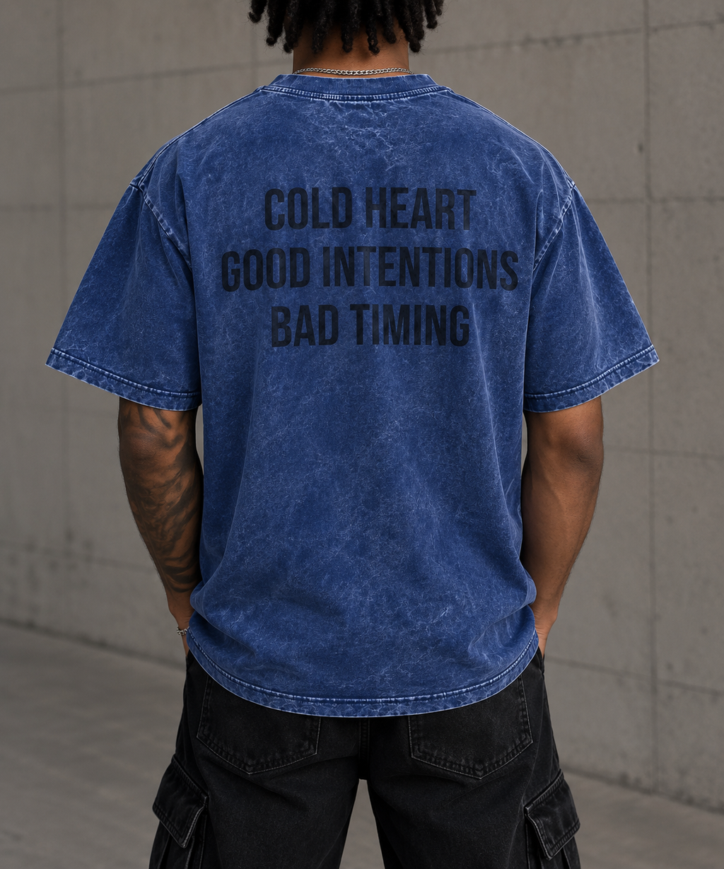 Blue Acid washed T-Shirt - Cold Heart