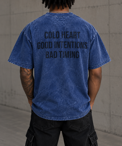 Blue Acid washed T-Shirt - Cold Heart